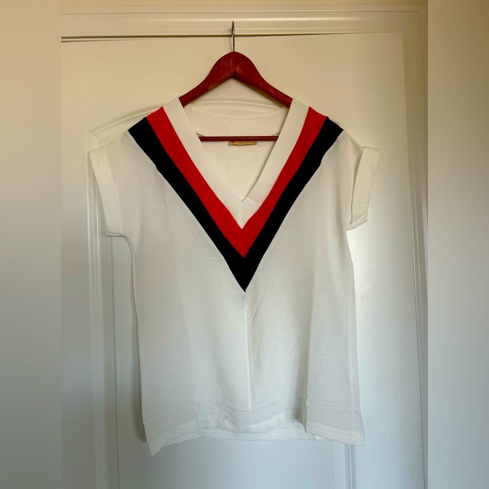 Vintage Striped V-Neck Top